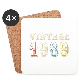 Vintage 1989- 35th birthday - 35 years - Coasters (set of 4) - white - Front