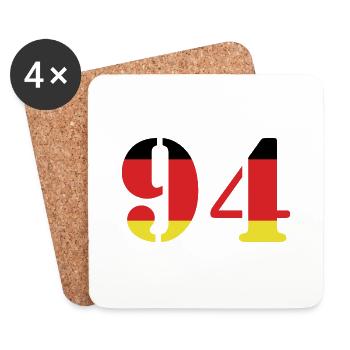 94 Numéro Jersey Allemagne - Dessous de verre (lot de 4) - blanc - Devant