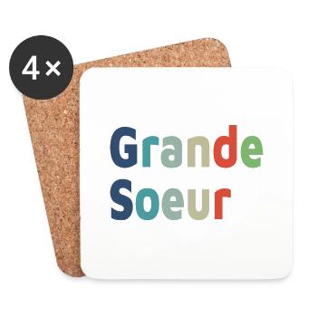 naissance, grande soeur, grande fille - Dessous de verre (lot de 4) - blanc - Devant