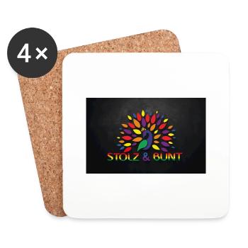 Peacock - proud and colorful - Coasters (set of 4) - white - Front