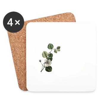 Numéro 78 floral vert - 78e anniversaire floral - Dessous de verre (lot de 4) - blanc - Devant