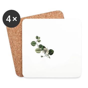 Number 83 Floral Green - 83rd Floral Birthday - Coasters (set of 4) - white - Front