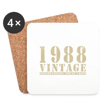 Original 1988 Vintage Vintage anniversaire rétro - Dessous de verre (lot de 4) - blanc - Devant