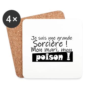 Grande sorcière mari poison - Dessous de verre (lot de 4) - blanc - Devant
