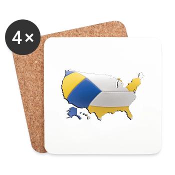 United States | real volleyball | Map - Coasters (set of 4) - white - Front