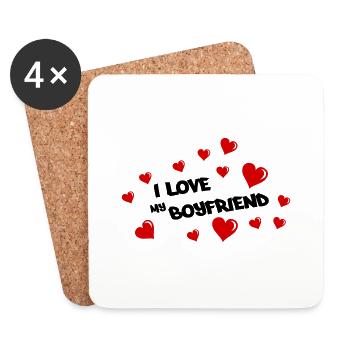 i love my boyfriend - Coasters (set of 4) - white - Front