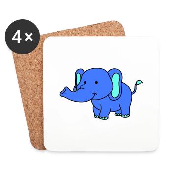 éléphant - Dessous de verre (lot de 4) - blanc - Devant