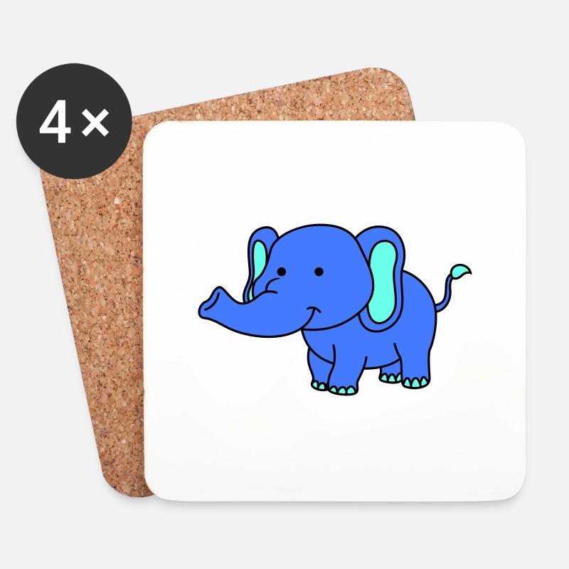 elefant - Untersetzer (4er-Set) - Weiß