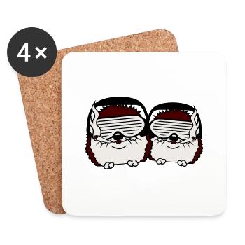 2 Cute DJ Hedgehog Sunglasses Team Crew Party Music - Coasters (set of 4) - white - Front
