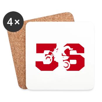 Moto 36 motard - Dessous de verre (lot de 4) - blanc - Devant