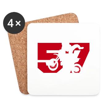 Moto 57 motard - Dessous de verre (lot de 4) - blanc - Devant