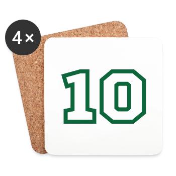 Number 10 green sport - Coasters (set of 4) - white - Front