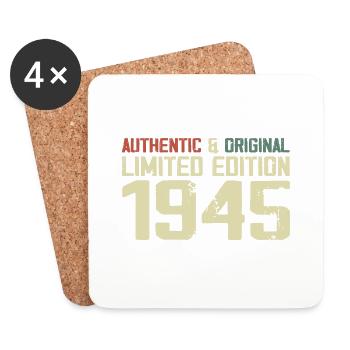 1945 Cadeau Anniversaire 1945 Vintage 1945 Rétro - Dessous de verre (lot de 4) - blanc - Devant