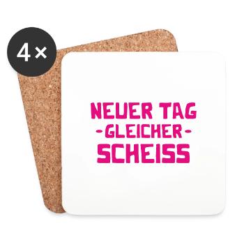 Neuer Tag - Gleicher Scheiss - Scheiß - Untersetzer (4er-Set) - Weiß - Vorne