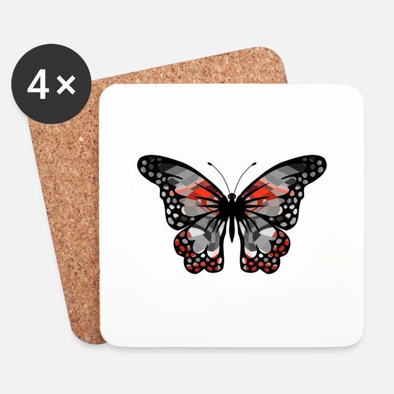 Schmetterling - Untersetzer (4er-Set) - Weiß