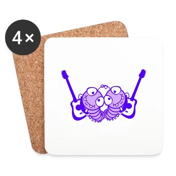 2 Équipe de chenilles de fête Deux amis jouant de la guitare - Dessous de verre (lot de 4) - blanc - Devant