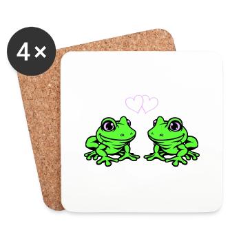 grenouille bande dessinée amour - Dessous de verre (lot de 4) - blanc - Devant