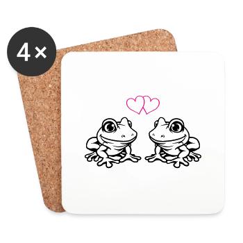 grenouille bande dessinée amour - Dessous de verre (lot de 4) - blanc - Devant