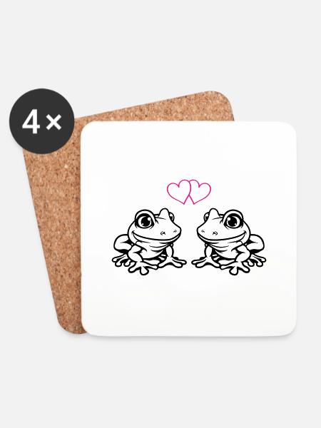 frosch comic love - Untersetzer (4er-Set) - Weiß