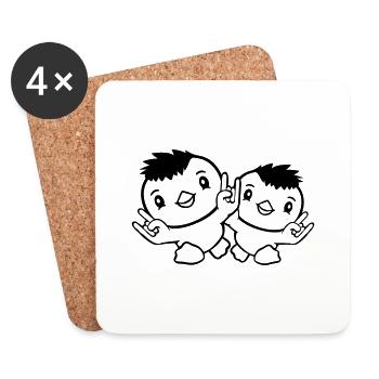 2 Heavy Metal Duck Bird Team Chick Skirt Hand Gesture - Coasters (set of 4) - white - Front