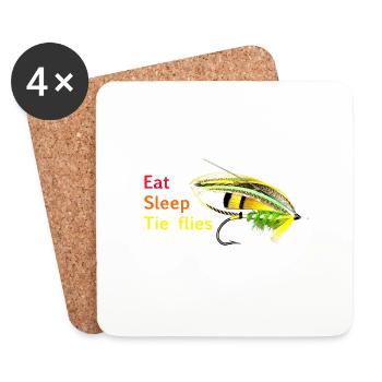 Eat Sleep Krawattenfliegen Grün Highlander - Untersetzer (4er-Set) - Weiß - Vorne