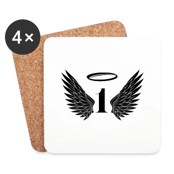Number 1 Angel - 1st Birthday Wings - Coasters (set of 4) - white - Front
