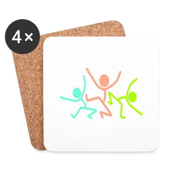 3 Party Crew Stick Figure Team Friends Member - Coasters (set of 4) - white - Front