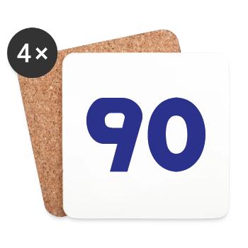 90. 90 ANS. 90e ANNIVERSAIRE. ANNIVERSAIRE 90 ANS. - Dessous de verre (lot de 4) - blanc - Devant
