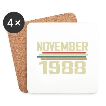 Millésime Novembre 1988 Vintage Rétro Novembre 1988 - Dessous de verre (lot de 4) - blanc - Devant