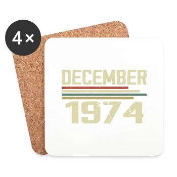 Décembre 1974 Vintage Rétro Anniversaire - Dessous de verre (lot de 4) - blanc - Devant