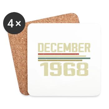 December 1968 Vintage Vintage Retro Birthday - Coasters (set of 4) - white - Front