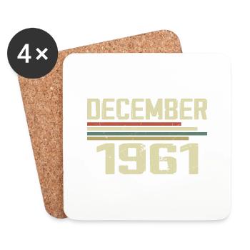 Décembre 1961 Vintage Vintage Rétro Anniversaire - Dessous de verre (lot de 4) - blanc - Devant
