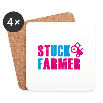 STUCK FARMER PINK BLUE - Coasters (set of 4) - white - Front