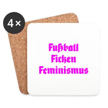 Fußball Ficken Feminismus - Untersetzer (4er-Set) - Weiß - Vorne