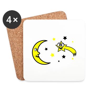 Moon and stars - Coasters (set of 4) - white - Front