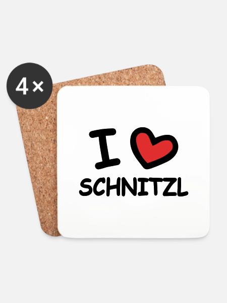 I Love Schnitzl - Untersetzer (4er-Set) - Weiß
