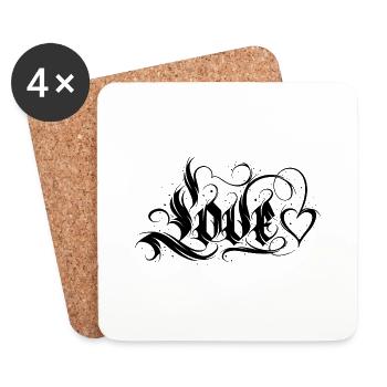 Amour Citations amore Fleurs Femmes fille mode femelle - Dessous de verre (lot de 4) - blanc - Devant