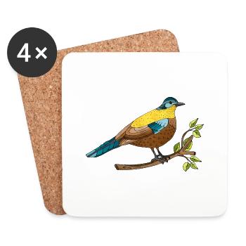 Bunter Vogel - Untersetzer (4er-Set) - Weiß - Vorne