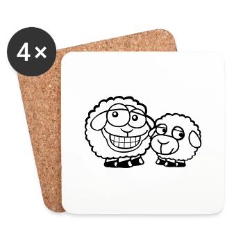 2 Sheep Friends Team Crew Dad Family Baby Mom - Coasters (set of 4) - white - Front