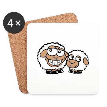 2 Moutons Amis Équipe Équipage Papa Famille Bébé Maman - Dessous de verre (lot de 4) - blanc - Devant