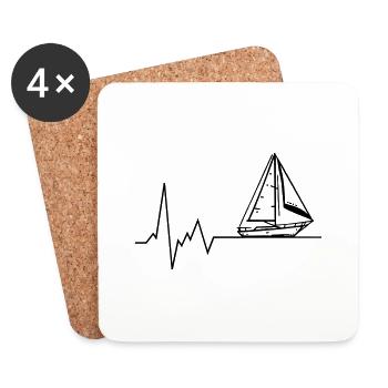 Herzschlag Segelboot Kapitän - Untersetzer (4er-Set) - Weiß - Vorne