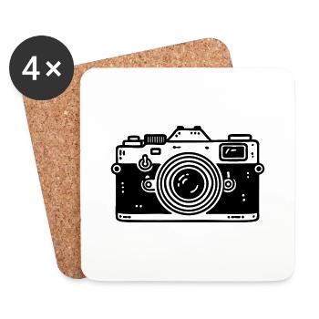 appareil photo photographe appareil photo - Dessous de verre (lot de 4) - blanc - Devant
