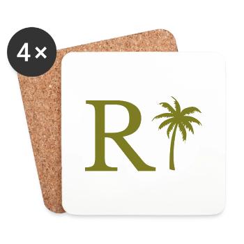 Letter r green Palm - Coasters (set of 4) - white - Front