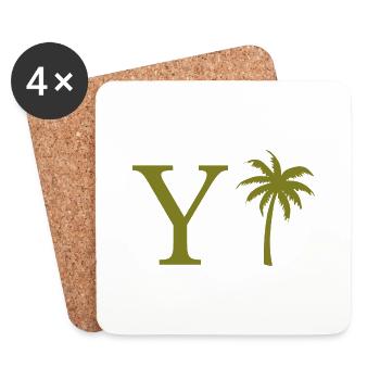 Buchstabe Y Grüne Palme - Untersetzer (4er-Set) - Weiß - Vorne