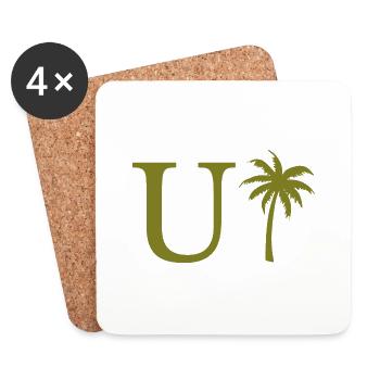 Letter u Green Palm - Coasters (set of 4) - white - Front
