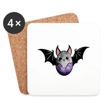 Chauve-souris Pâques Aquarelle - Dessous de verre (lot de 4) - blanc - Devant