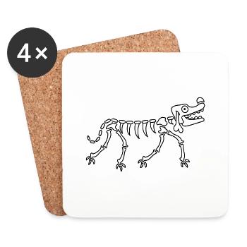 chien squelette os Halloween horreur dessin animé cool - Dessous de verre (lot de 4) - blanc - Devant