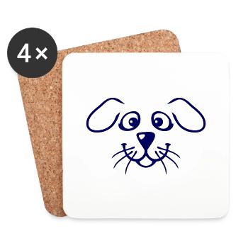 Hund Gesicht Kleines Glückliches Haustier Kopf Süß - Untersetzer (4er-Set) - Weiß - Vorne