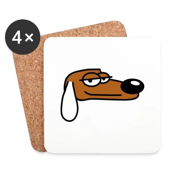 Hund Guckt Cool Entspannter Blick Kerl Chill Dude - Untersetzer (4er-Set) - Weiß - Vorne