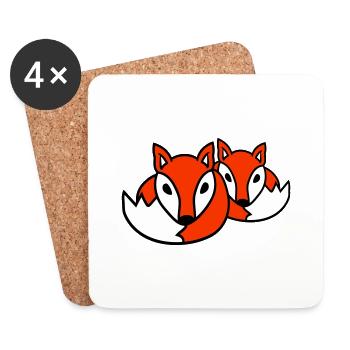 2 Foxes Friends Red Fox Two Wild Animals Team - Coasters (set of 4) - white - Front